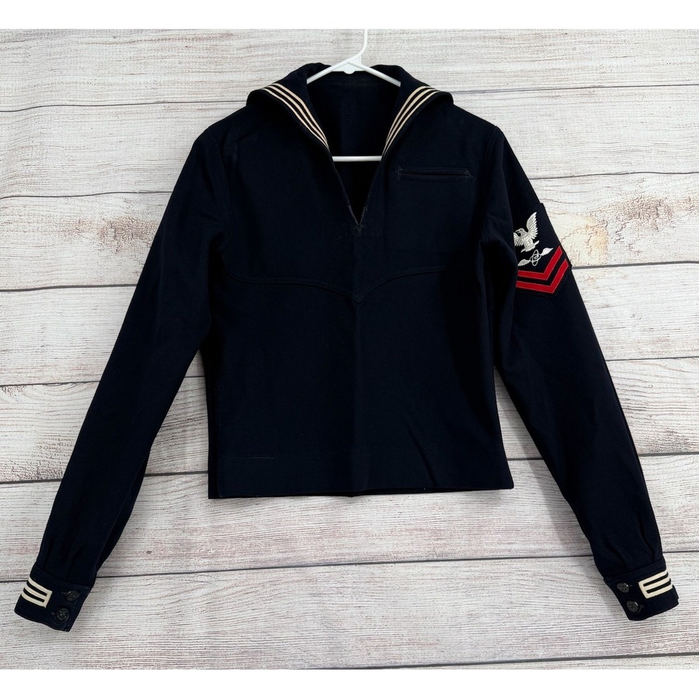 Vintage 40's Naval Clothing Factory Sailor Jumper Men S Navy Blue Wool US Navy